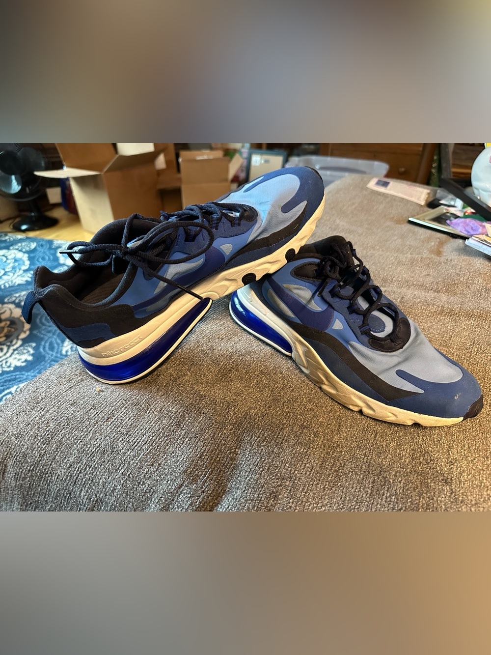 Nike Men's Blue and Black Air Max-Style Athletic Sneakers